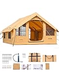 VEVOR Inflatable Tents for Camping, 5-8 Person Easy Setup Blow up Tent with Hand Pump, Luxury Glamping Tent with 2 Skylights, Canopy, Stove Jack 2 Doors & Mesh Windows (Storage Bag Included)