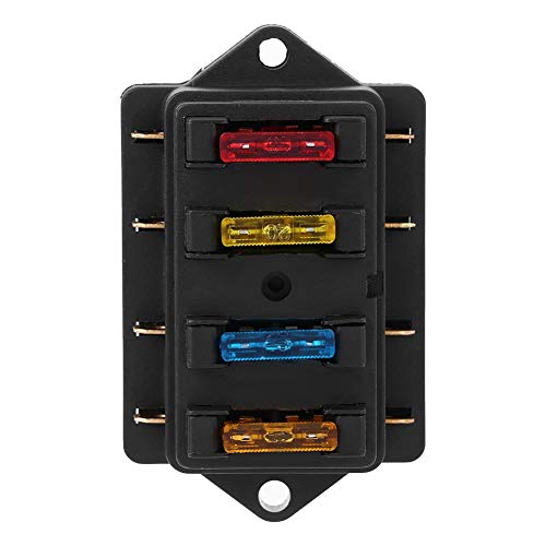 Image of 4 Way Blade Fuse Block 12-24V with 5A 10A 15A 20A Cover for Automotive