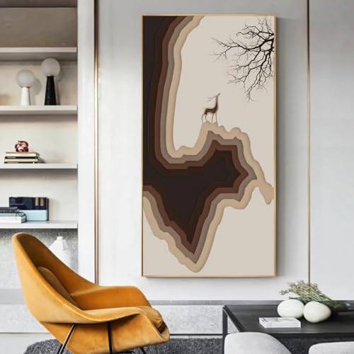 Affiche cerf brun sur toile de haute qualité avec cadre - 2