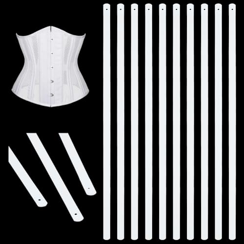 BENECREAT 10pcs White Metal Boning, 9.84 x 0.24 Inch Corset Strips White Webbing Boning for Bridal Dress Bustle Handmade Craft Wedding Dresses DIY Sewing Supplies