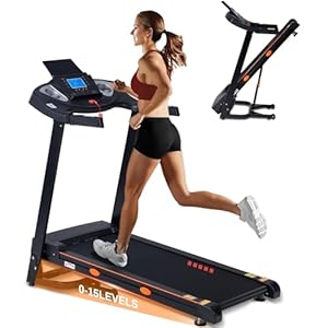 ECHANFIT 15% Auto Incline Treadmill Foldable Treadmills for Home with 18″ Wider Belt, 10 MPH Speed, 300 lbs Capacity, Shock Absorption System, App Bluetooth