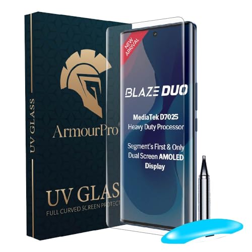 Image of ArmourPro Military Grade UV Tempered Glass Screen Protector Compatible For Lava Blaze Duo 5G (6.67 Inch) With Easy Installation Kit| Edge To Edge Coverage |Crystal Clear