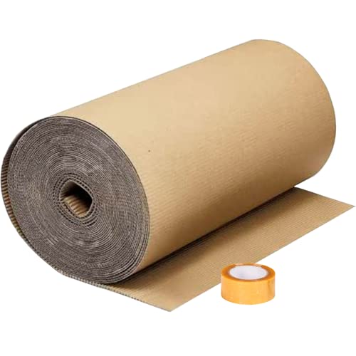 packer PRO Rollo de Cartón Ondulado de 90cm x 25m y Cinta Adhesiva de 50mm x 120m, perfecto para Embalaje Cajas Carton