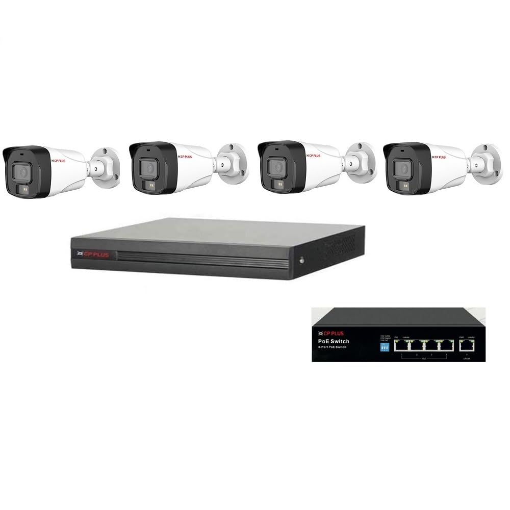 CP Plus 2MP IP Colour Vision in Night with Audio 4 CCTV Camera Set with (4 CH NVR,2 MP IP Colour View in Night Outdoor with Audio bullete Camera - 4 Nos, 4 Port Port POE Switch,Without Hard Drive-picture-13
