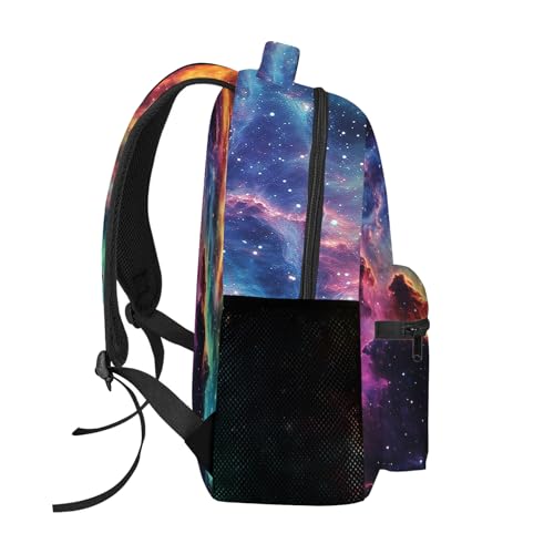 GNEW Kids Space Backpack for Boys Girls, Galaxy Backpack,Universe Nebula Bookbags, Large Capacity 16.5 Inch Elementary Middle High School Bookbag Travel Laptop Backpack, Colorful4