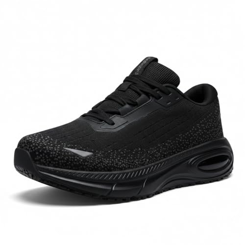 PEAKVIP Mens Wide Toe Box Non Slip Work Shoes Wide Width Air Cushion Lightweight Waterproof Oil Resistant Sneakers Breathable Arch Support Food Service Chef Kitchen Zapatos Trabajo Black US 11