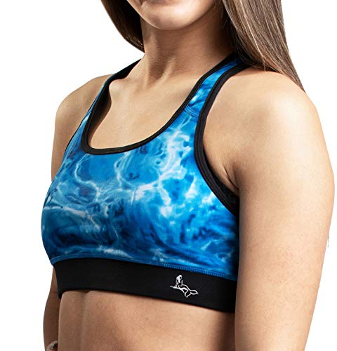 Aqua Design Sports Bras for Women: Workout Racerback Sport Bra Womens Top, Royal Ripple, Size Medium