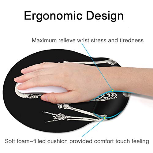 Britimes Ergonomic Mouse Pad With Wrist Support Black Human Skeleton Non-Slip Rubber Base Mousepad For Home Office Gaming Working Computers Laptop Easy Typing & Pain Relief #TOP4