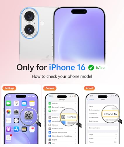 Image of FNTCASE for iPhone 16 Case: [Compatible with Magsafe] Translucent Matte Cases with [Full Camera Protection] [Screen Protector] Military Grade Shockproof Protective Phone Cover - Light Purple