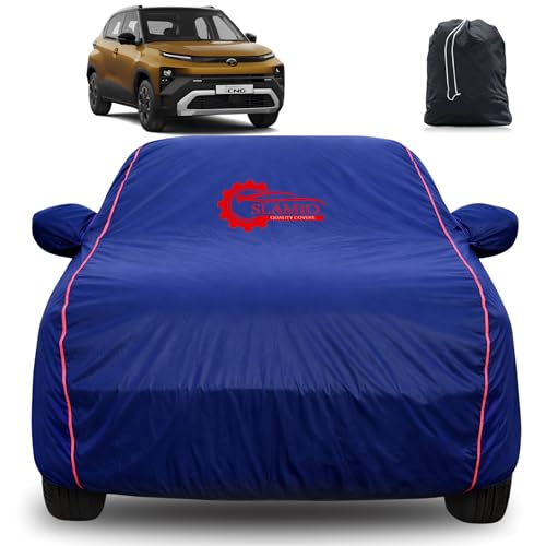 Image of 100% Waterproof Car Cover for Tata Punch CNG 2021-2026 | All-Weather, Dustproof & UV Protection | Heavy-Duty 3-Layer Fabric | Custom Fit with Mirror & Antenna Pocket | Navy Blue