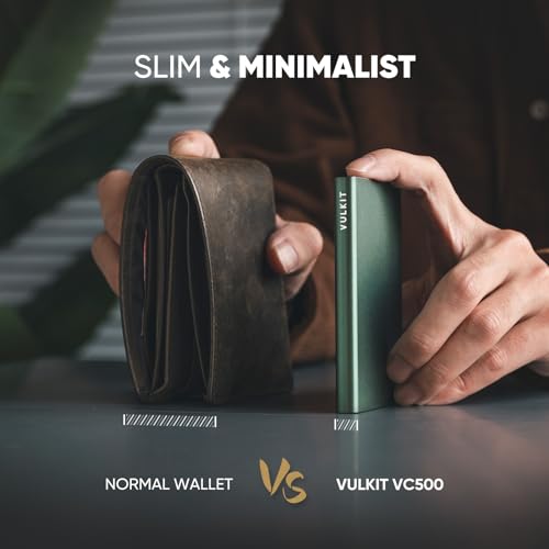 Image of VULKIT Credit Card Holder for Men, Aluminum POP UP RFID Blocking Card Case, Green