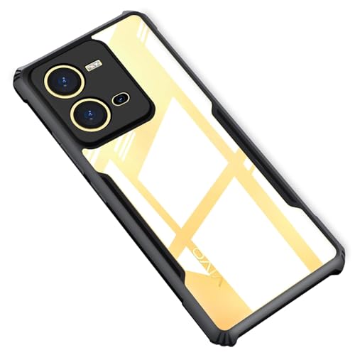 Image of Back Cover Clear Eagle Smoke Compatible with Model Vivo V2228 / Vivo V25 5G | Raised Edges I paky |Imported Rubber Bumper Scratch & Camera Protection - Black