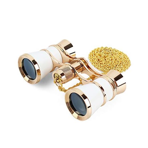 Aomekie Opera Glasses Binoculars 3X25 Theater Glasses Mini Binocular Compact with Chain for Adults Women Kids in Musical Concert (White)