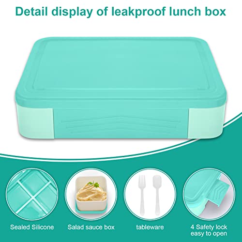 Image of IJIAMY Bento Lunch Box Kids, Bento Box Lunch Box Adults with 5 Compartments and 1 Salad Dressing Containers, Snack Box for Kids and Adults Work School (Mint)