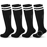 Hryrbay 4 Pairs Kids Cotton Soccer Socks Cushion Striped Baseball Uniform Boys World Cup Sock Toddler Girls...