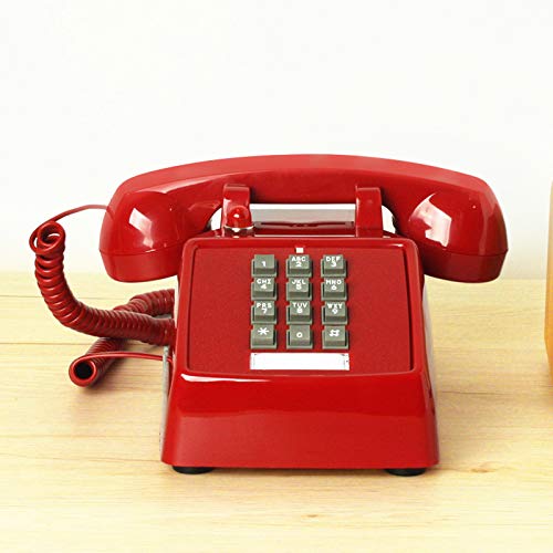 Yopay Single Line Corded Desk Telephone, Home Emergency Intuition Amplified Retro Phone, Classic Dial Button Phone, Red #TOP4