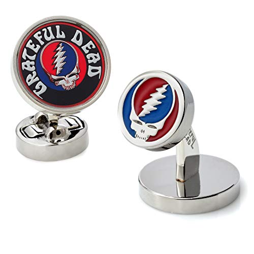 Tateossian Dead Steal Your Face, Skull and Roses Logo, Rhodium Plated Silver