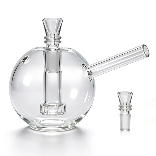 TIMSURE Glasbong 10 3 cm Borosilikat Bongpfeife mit 8 5 cm Wasser-Kammer 6 cm Mundstück 2x 14 5 mm Köpfe Handgefertigte Mini Bong für Wasserpfeife Rauchen