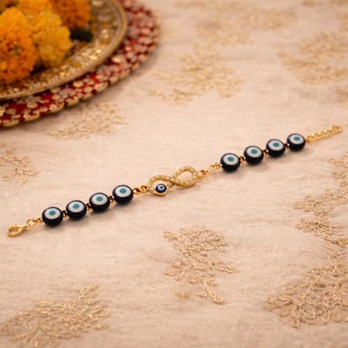 Image of CraftVatika Evil Eye Blue Bracelet for Women Daily Use, Infinity Shape Cubic Zirconia Diamond Bracelet for Women Jewelry for Gift, Adjustable Charm Bracelet Aesthetic Accessories Jewellery friendship