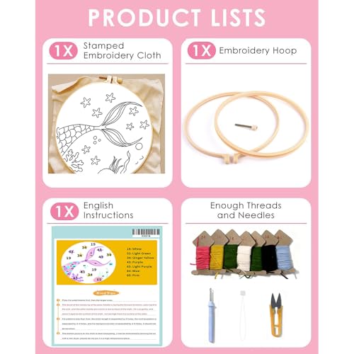 Image of Punch Needle Kit for Beginners Adults-Cute Fish Tail, with Video Tutorial