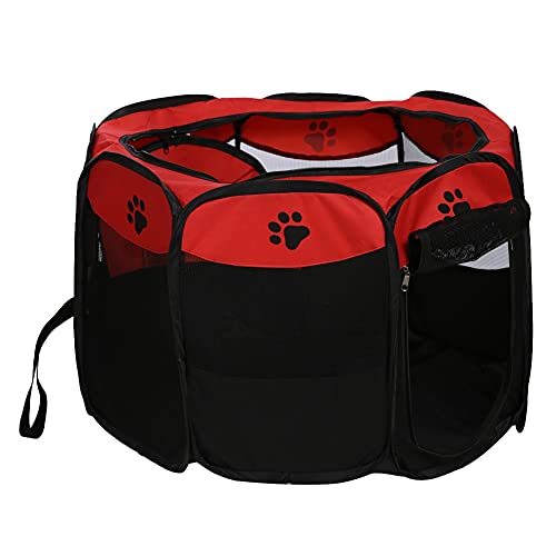 YAYA2021-SHOP Pet Bed Portable Foldable Pet Dog Tent House for Dogs Indoor Playpen Tent Crate Room Outdoor Puppy Cats Kennel Octagon Fence Pet Waterloo (Color : Red)