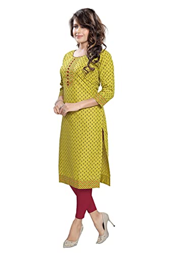 Image of DARIKA Colour Kalamkari Print Kurti for Women in Pine Cotton Plus Size & Small Size.