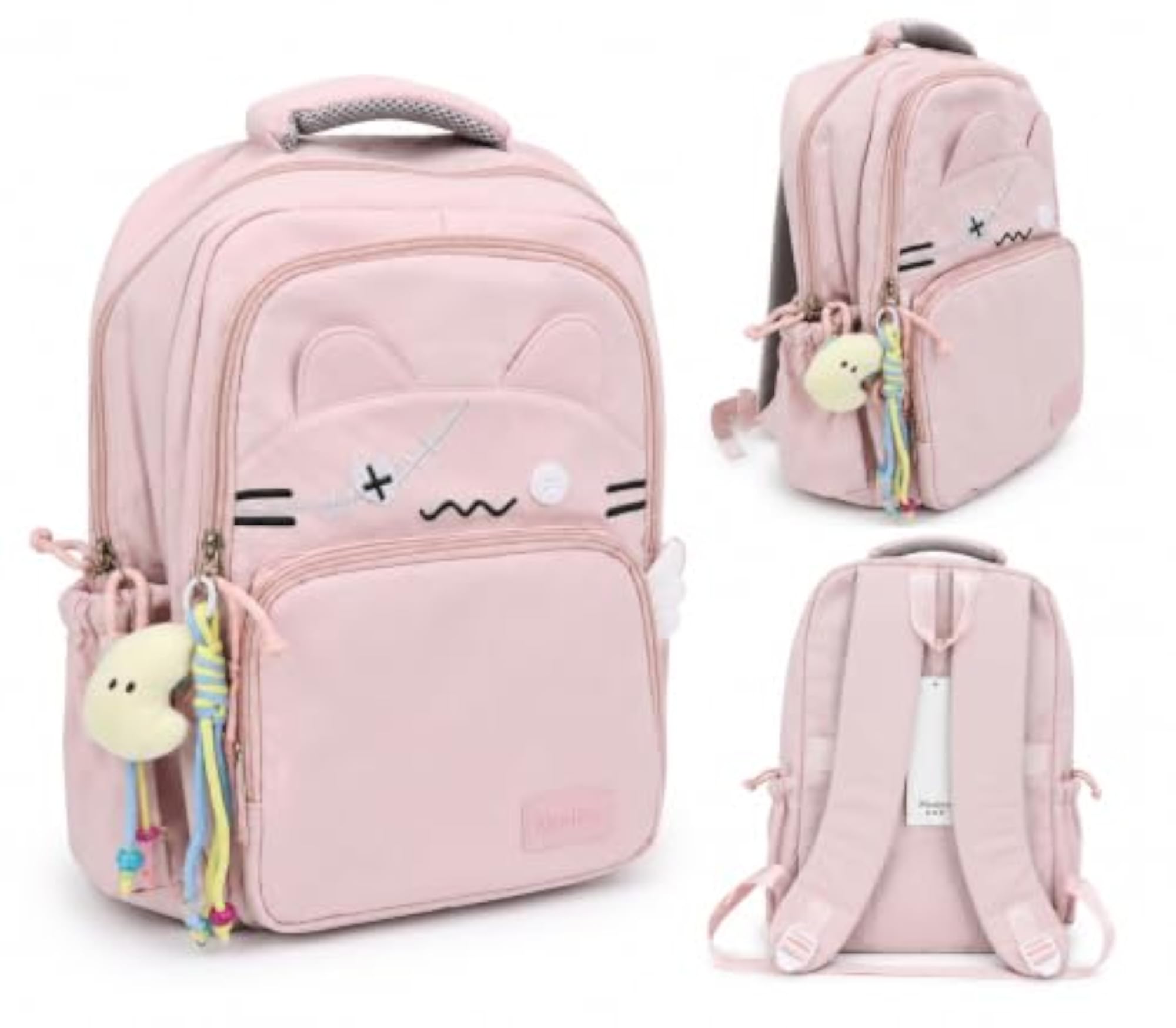Imported Girls Cute Cat-Face Backpack with Laptop Sleeve