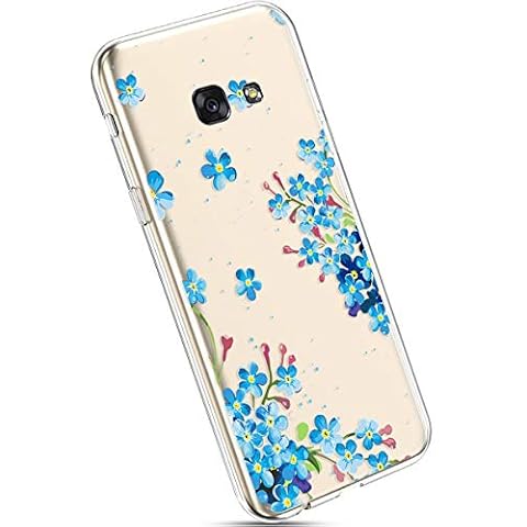 Ysimee Hülle kompatibel mit Samsung Galaxy A3 2017 Schutzhülle -Transparent Durchsichtig Handyülle, Ultra Dünn Weich Silikon TPU Handyülle Cover Stoßfes Kratzfest Bumper Case Blaues Blatt Cover