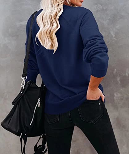 Leedya Womens Mama Long Sleeve Graphic Tees Casual Mom Pullover Tops Comfy Lightweight Sweatshirt Navy Blue Large #TOP4