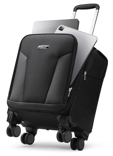LUGGEX Underseat Carry On Luggage with Removable Wheels - Soft Sided Small Carry On Suitcase - Lightweight Suitcase with Front Open Design (16 Inch, Black)