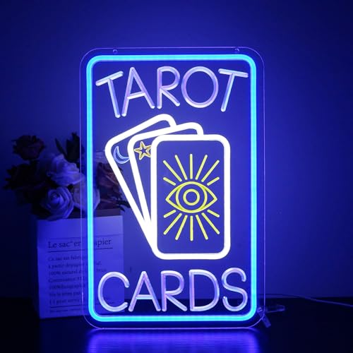 Image of Blue & White Neon Sign for Wall Decor Led Light Sign Neon Light for Room Party Home Wall Decor USB Powered - Tarot Cards