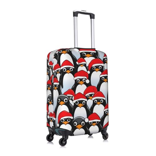 Christmas Penguins Print Travel Elastic Suitcase Luggage Baggage Cover Protector, Washable And Anti-Scratch3