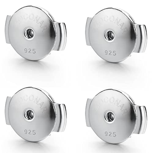 Moconar 14K White Gold Plated Locking Earring Backs for Studs Hypoallergenic Secure Earring Backs Replacements for Earrings Notch Post 0.027-0.039(07mm-10mm)