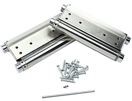 Lot de 2 charnières de porte à ressort double action Young Wolf en acier inoxydable 200 mm, gris argenté, brute