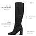 Gradinery Womens Black Knee High Boots Faux Suede Chunky Heel Square Toe Tall Boots Side Zipper Fashion Long Boot,size 9