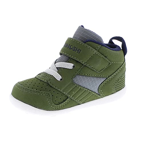 TSUKIHOSHI 2511 Racer Mid Baby Sneaker, Green/Navy - 4 Toddler (1-4 Years)
