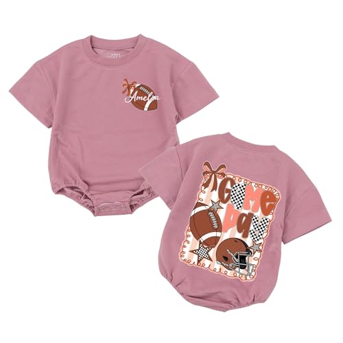 Personalized Game Day Football Romper - Custom Name Baby Girls With Bows Fall Season Outfit Sport Newborn Clothes4