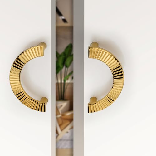 Image of HARMONUS 8-inches Round Shape Glass Door Handles for Main Door, PVD Gold Door Handles, Wardrobe Handles, Handles for Glass Doors,Glass Door Pull Handle (Pack of 1 Set,HI-618 PVD Gold Finish)