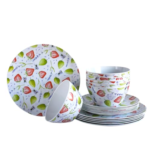 Imagen de Juego de Vajilla de Melamina con Diseño de Fresas