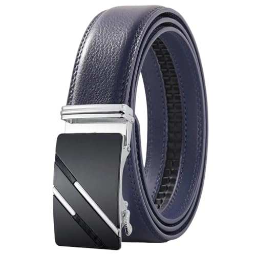 Men's Genuine Leather Automatic Buckle Belt, Solid Color Casual Business Belt Ply36-1245-S3 125cm