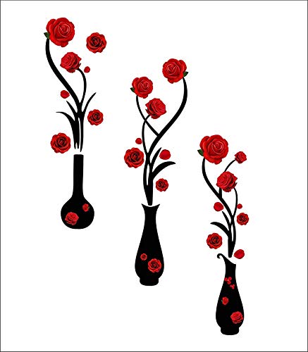 Techgifti™ Red and Black Flower Pots Wall Sticker Standard Size- 107Cm X 125Cm Color- Multicolor (B085612WDV) Amazon Price History, Amazon Price Tracker