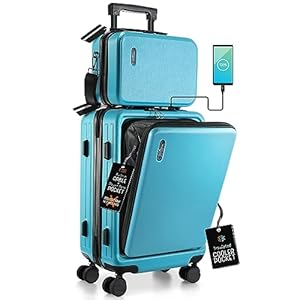 TravelArim 22 Inch Carry On Luggage 22x14x9 Airline Approved, Carry On Suitcase with Wheels, Hard-shell Carry-on Luggage, Durable Luggage Carry On, Teal Small Suitcase with Cosmetic Carry On Bag