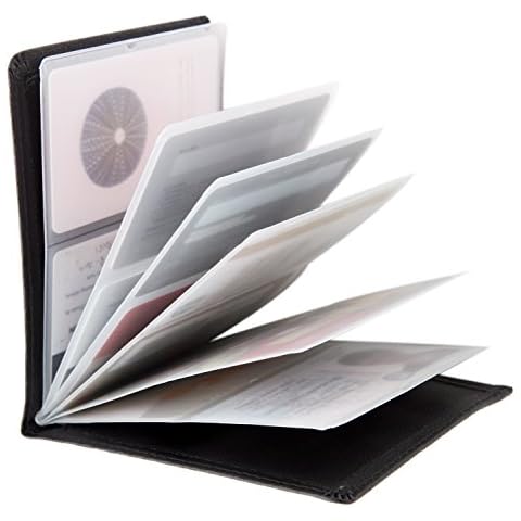 AI-DEE RFID Blocking Wallet - 6 Pages Leather Business Credit Card Holder Case/12 Credit Card Holder Slots Wallet Insert Card Sleeves - Black Cover