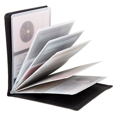 RFID Blocking Wallet - 6 Pages Leather Business Credit Card Holder Case/12 Credit Card Holder Slots Wallet Insert Card Sleeves - Black