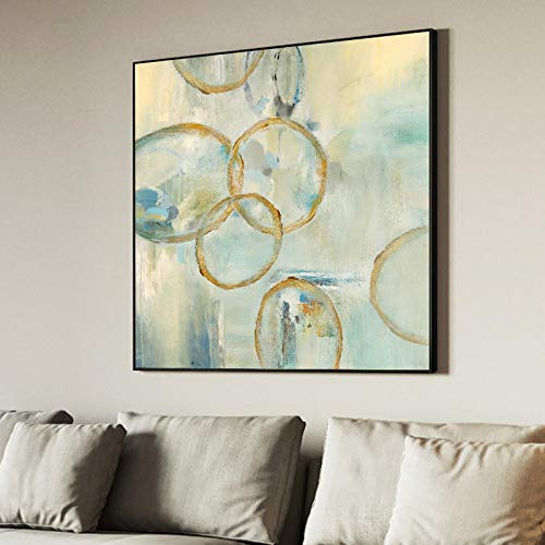 Toile impression peinture abstrait couleur cercle 50x50cm art mur