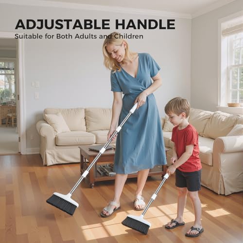 Image of Handy Broom, Indoor /Outdoor Brooms, Duty Kitchen Broom, for Home Garage Kitchen Office Courtyard Lobby Patio Lawn Concrete (1, White)