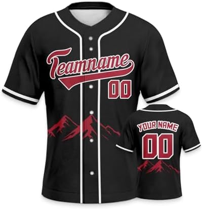 Custom Baseball Jersey Mountain Print- Personalized Custom Sports Shirt with Name Number Logo