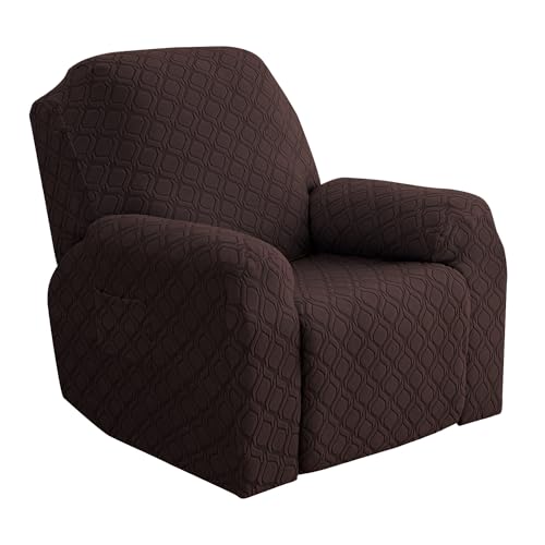 MingPinHuiUs Recliner Chair Cover - Soft Stretch Recliner Chair Cover with Side Pocket, Furniture Protector (Coffee, 1 Seater)