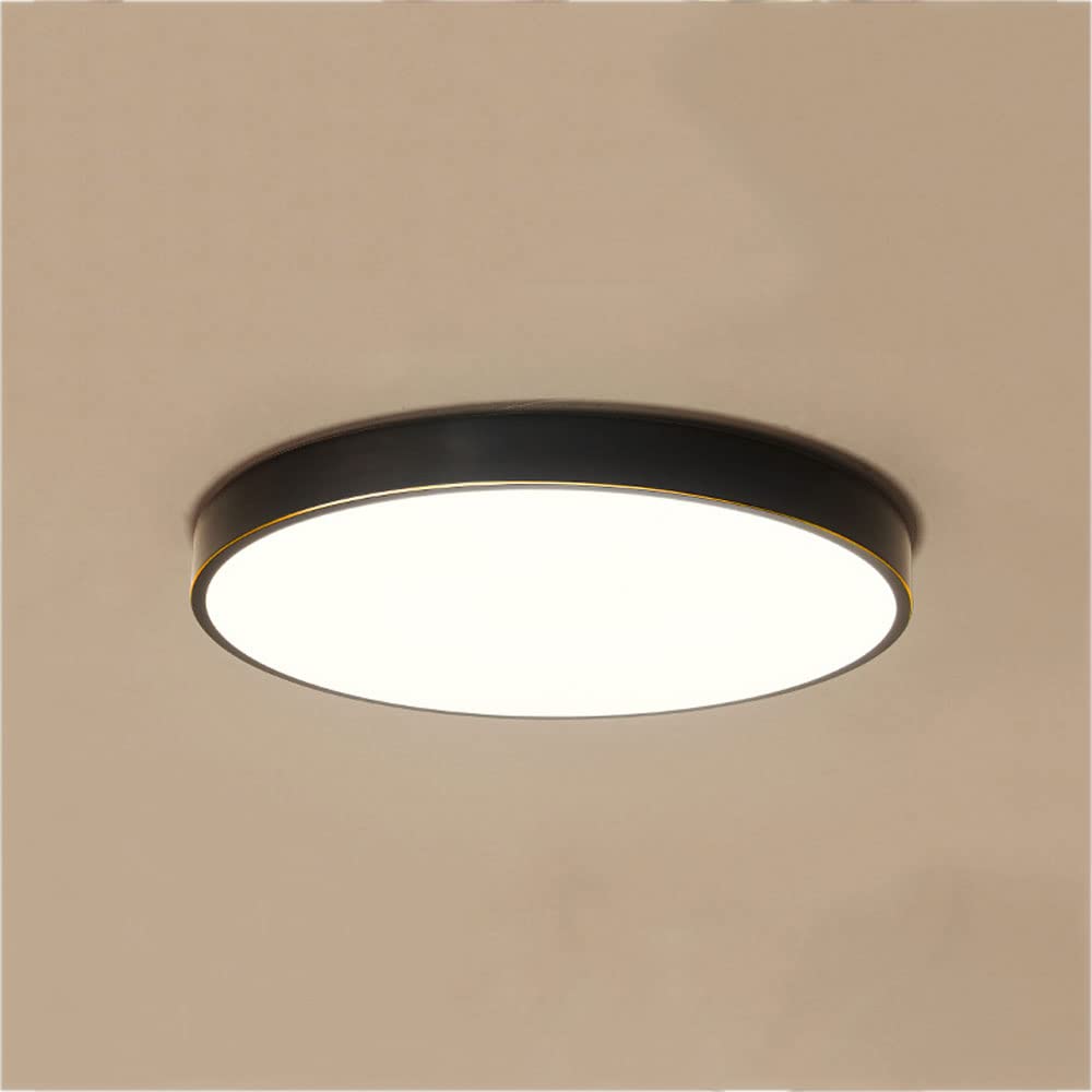 Générique Plafonnier Moderne LED Dimmable En Cuivre Luminaire Rond Noir Et Or pour L'Éclairage de Restaurants Et de Villas (Noir Grand Format)
