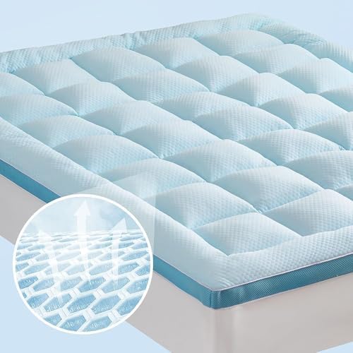 BEDELITE Queen Mattress Topper Ultra Cooling for Hot Sleepers, Soft Pillow Top Mattress Pad for Back Pain Relief, with Stretchable Pockets for 8